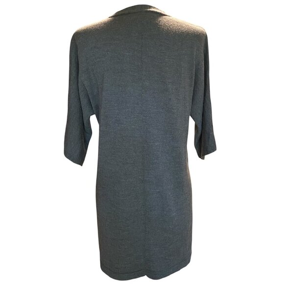 Eileen Fisher 100% Merino Wool V-Neck Tunic Sweater Grey Size Small/Petite - Picture 2 of 11